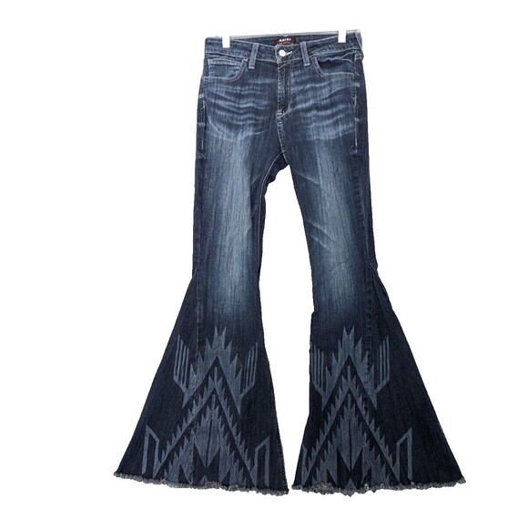 Ariat Flare Jeans Womens Size 28R Blue Chimayo High Rise Cowgirl Western Aztec - Picture 2 of 14